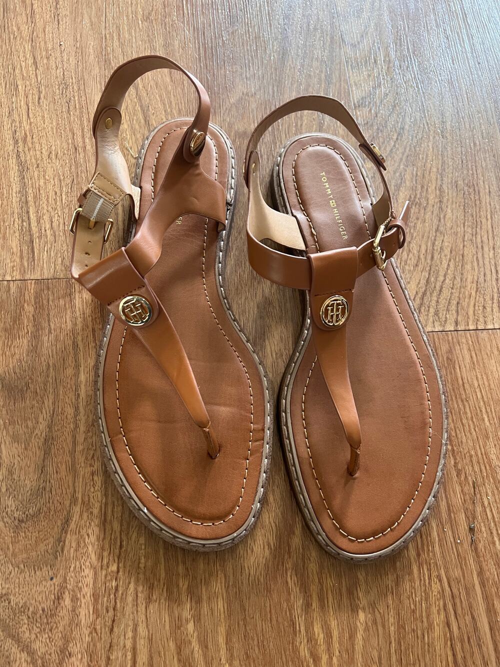 Tommy Hilfiger Tan Leather Sandals - Size 11M